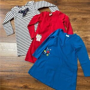 Lot of 3 Hanna Andersson Long Sleeve Dresses Kids Sz EU 120 US 6/7 Multicolor